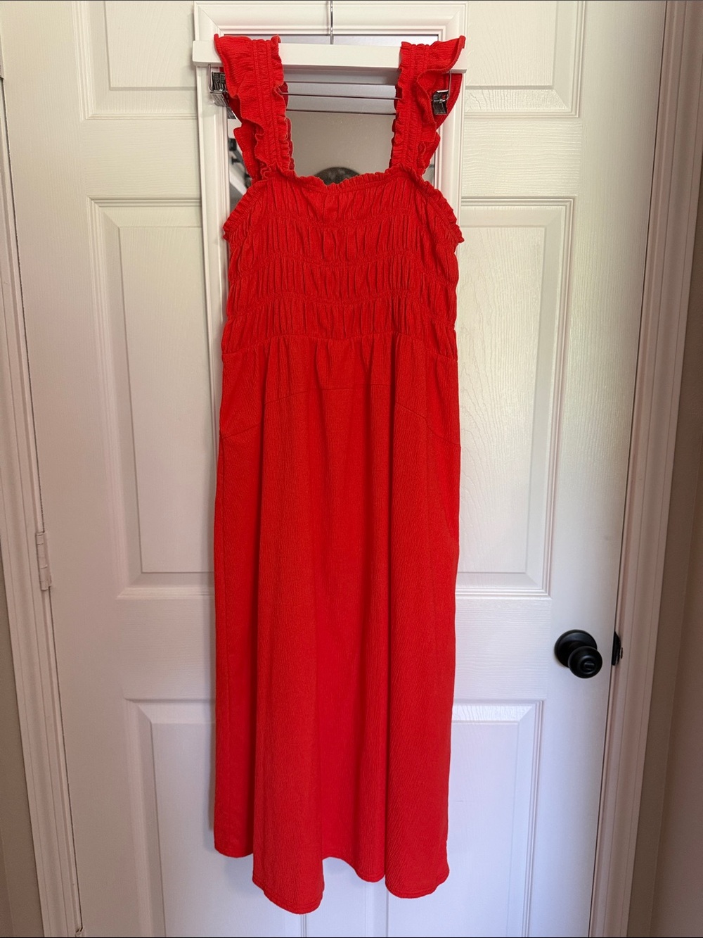 Old Navy Orange Ruffled Strap Midi Dress